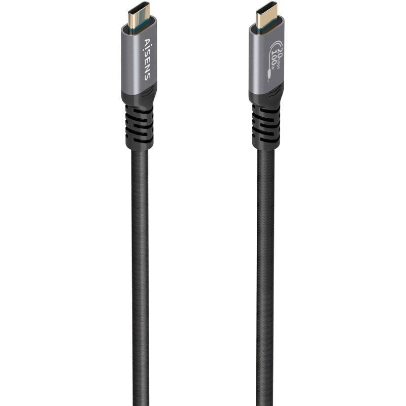 Cable usb 3.2 tipo-c aisens a107-0988/ usb tipo-c macho - usb tipo-c macho/ hasta 100w/ 20gbps/ 3m/ negro