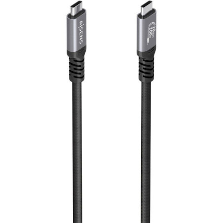 Cable usb 3.2 tipo-c aisens a107-0989/ usb tipo-c macho - usb tipo-c macho/ hasta 100w/ 10gbps/ 4m/ negro
