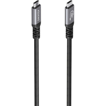 Cable usb 3.2 tipo-c aisens a107-0990/ usb tipo-c macho - usb tipo-c macho/ hasta 100w/ 10gbps/ 5m/ negro