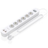 Regleta con interruptor aisens asps-2a2c16-w/ 6 tomas de corriente/ 2 usb - 2 usb tipo-c/ cable 1.4m/ blanco