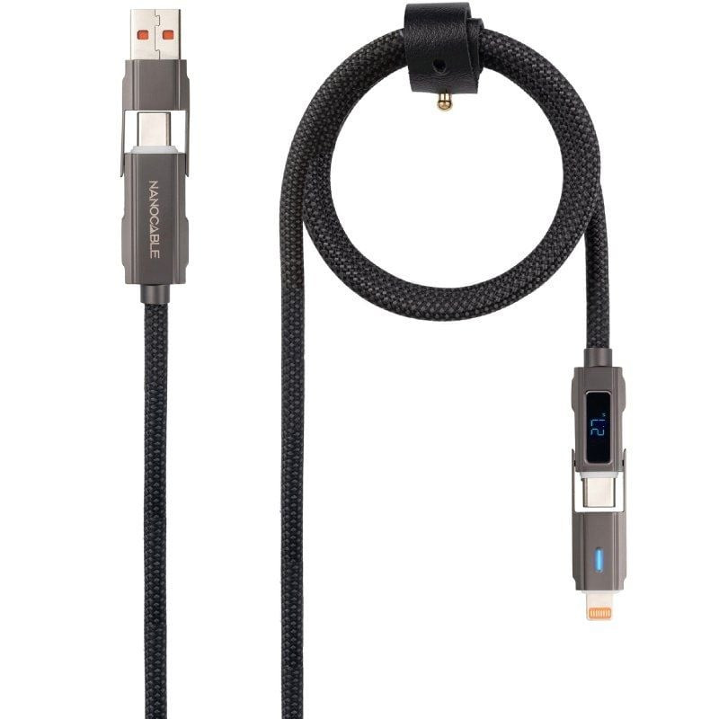 Cable usb 2.0 tipo-c nanocable 10.01.2501/ usb tipo-c macho + usb macho - usb tipo-c macho + lightning macho/ hasta 27w/ 