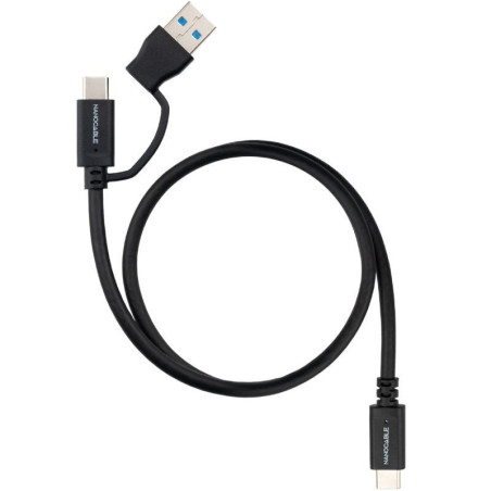 Cable usb 3.2 tipo-c nanocable 10.01.4800/ usb tipo-c macho/ usb macho - usb tipo-c macho/ hasta 60w/ 10gbps/ 50cm/ negro
