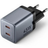 Cargador de pared gan vention fcdh0-eu/ 2xusb tipo-c/ 45w