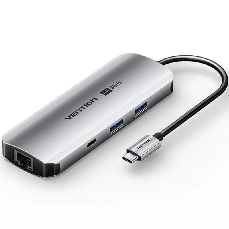 Docking usb tipo-c vention tqmhb/ 1xhdmi 4k/ 2xusb/ 1xusb tipo-c/ 1xjack 3.5mm / 1xrj45/ 1xusb tipo-c pd/ 1xlector tarjetas/ 