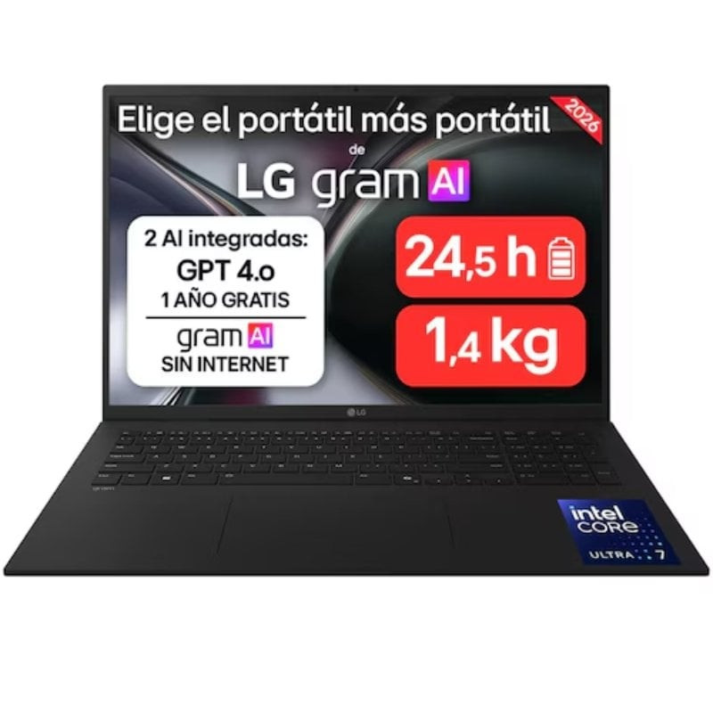 Portátil lg gram 17zd90tl-g.ax85bn intel core ultra 7-258v/ 32gb/ 512gb ssd/ 17'/ sin sistema operativo