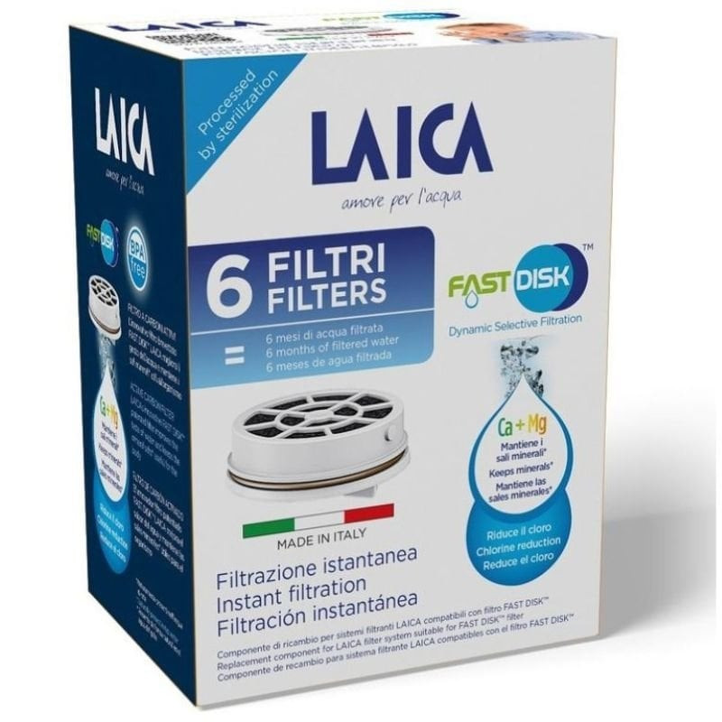 Filtro de carbón fast disk laica fd06a/ pack de 6 unidades/ compatibilidad flown go