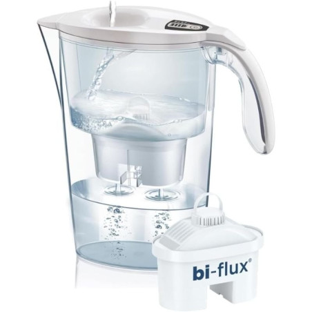 Pack jarra filtrante laica stream/ 2.3l/ blanca/ jarra + 1 filtro bi-flux