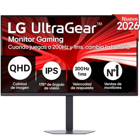 Monitor gaming lg ultragear 32g620b-b 31.5'/ qhd/ 1ms/ 200hz/ ips/ regulable en altura/ negro