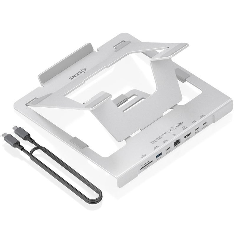 Soporte de sobremesa - docking usb tipo-c aisens asuc-7p045-gr/ 1xusb/ 1xusb tipo-c/ 1xhdmi/ 1xrj45/ 1xlector de tarjetas/ 