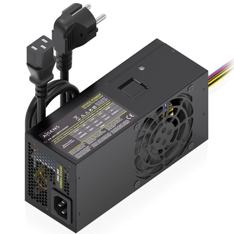Fuente de alimentación tfx aisens aspc-500tfx-psebk/ 500w/ ventilador 8cm