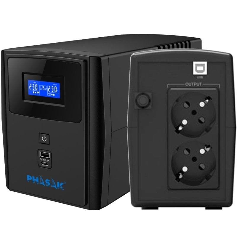 Sai línea interactiva phasak sirius 800 va interactive/ 800va-480w/ 2 salidas/ formato torre