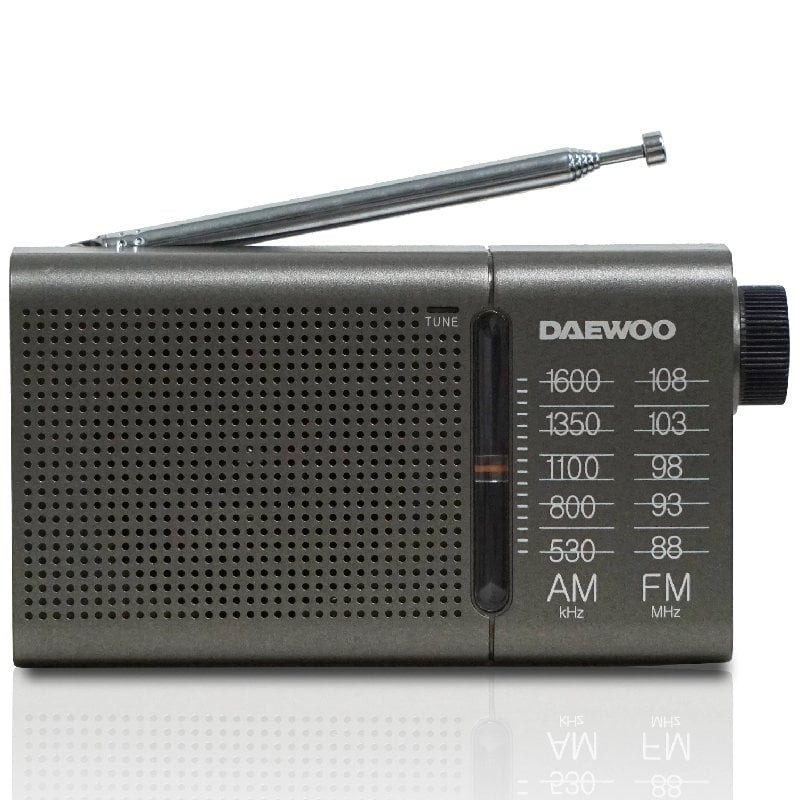 Radio portátil daewoo dw1035/ a pilas/ gris oscuro