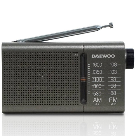 Radio portátil daewoo dw1035/ a pilas/ gris oscuro