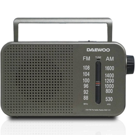Radio portátil daewoo dw1121/con cable/ a pilas/ gris