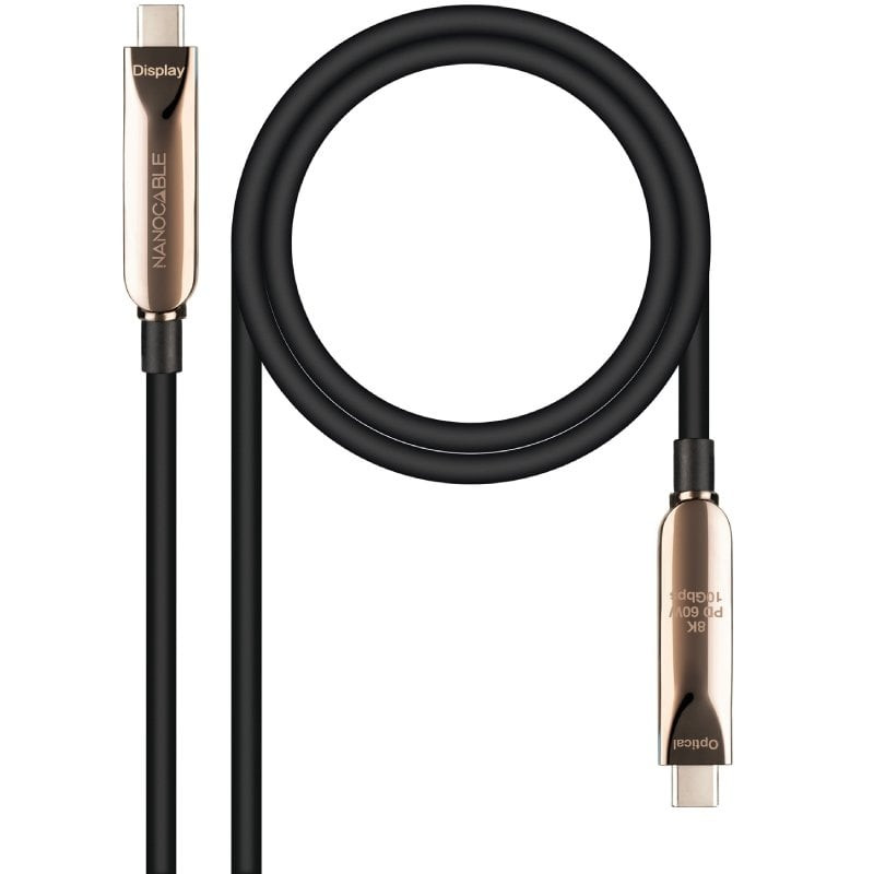 Cable usb 3.2 tipo-c aoc nanocable 10.01.4615/ usb tipo-c macho - usb tipo-c macho/ hasta 60w/ 10gbps/ 15m/ negro