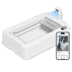 Arenero para gatos autolimpiable petkit purobot crystal duo con cubierta/ control desde app/ blanco