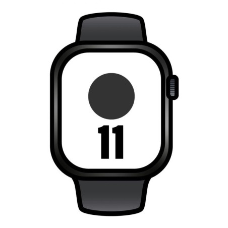 Apple watch series 11/ gps/ 42mm/ negro azabache/ correa deportiva negra (s/m)