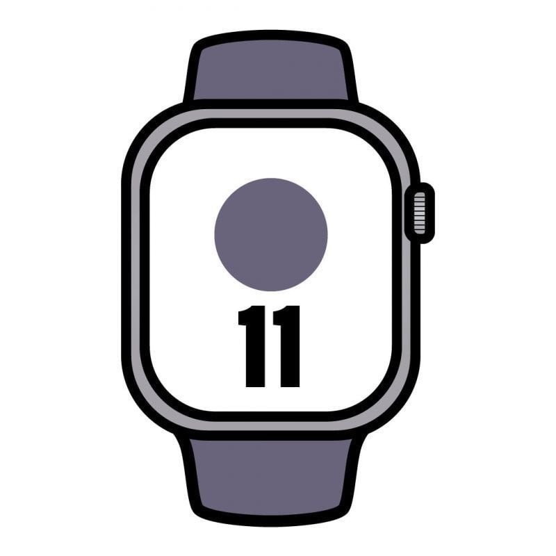 Apple watch series 11/ gps/ 42mm/ plata/ correa deportiva niebla lila (m/l)
