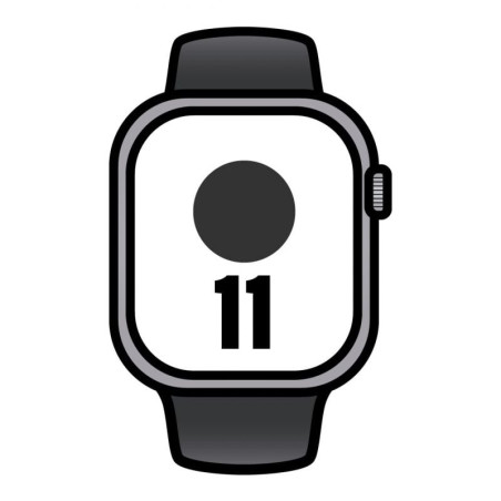 Apple watch series 11/ gps/ cellular/ 42mm/ gris espacial/ correa deportiva negra (m/l)