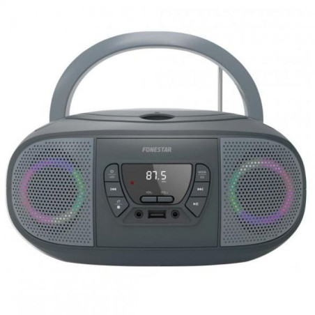 Radio cd fonestar boom-go-g/ 13w/ a pilas/ con cable/ gris