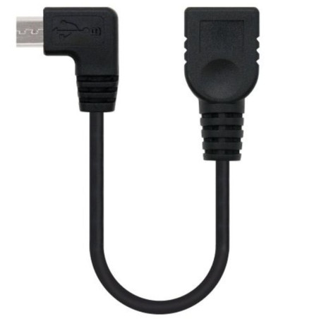 Cable usb 2.0 nanocable 10.01.3600/ microusb macho - usb hembra/ 15cm/ negro