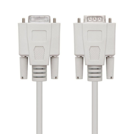 Cable serie null modem nanocable 10.14.0502/ db9 macho - db9 hembra/ 1.8m/ beige