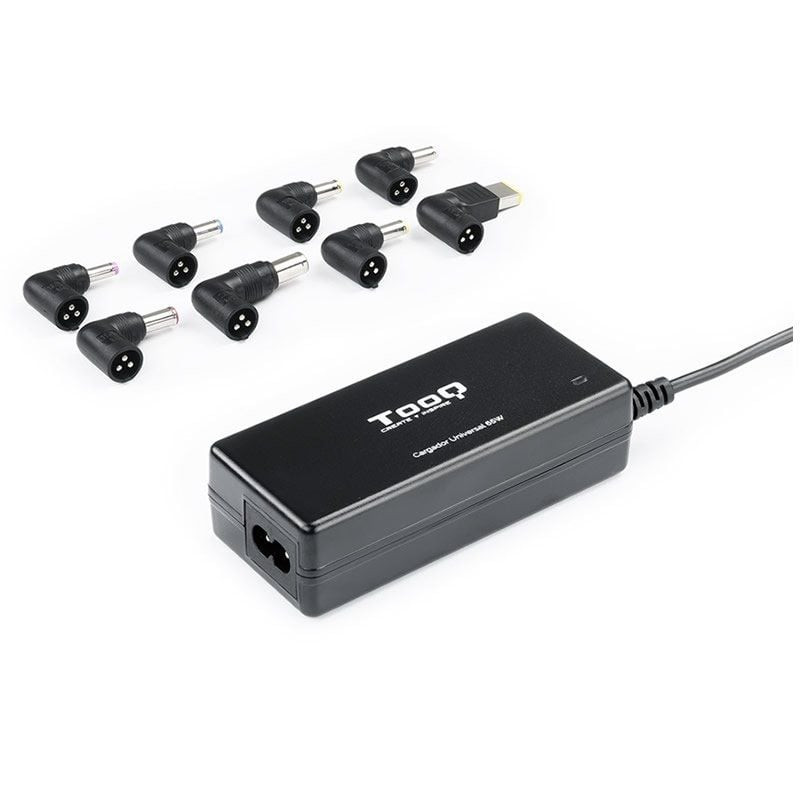 Cargador de portátil tooq tqlc-65bs02at/ 65w/ 1xusb/ automático/ 8 conectores/ voltaje 18.5-20v/ 1 usb