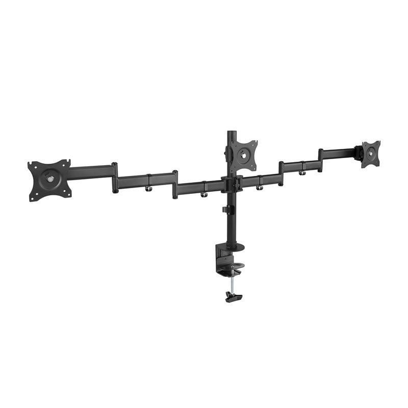 Soporte de mesa para 3 monitores tooq db1327tn-b/ giratorio/ inclinable/ hasta 8kg