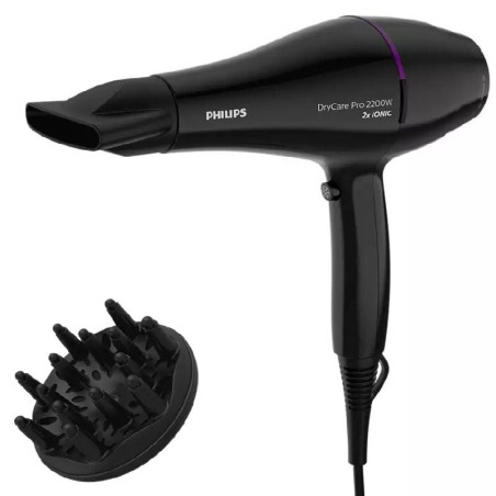 Secador philips drycare pro bhd274/ 2200w/ negro y violeta