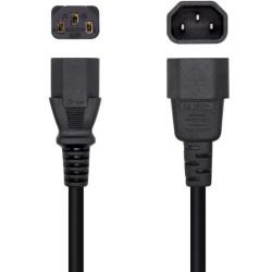 Cable alimentación aisens a132-0466/ c13 hembra - c14 macho/ hasta 1500w/ 3m/ negro