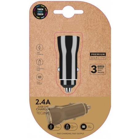 Cargador de coche tech one tech tec2802/ 2xusb/ 12w
