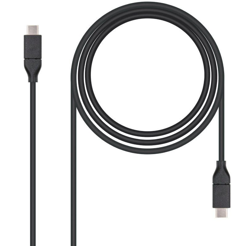 Cable usb 3.2 tipo-c nanocable 10.01.4101/ usb tipo-c macho - usb tipo-c macho/ hasta 100w/ 1m/ negro