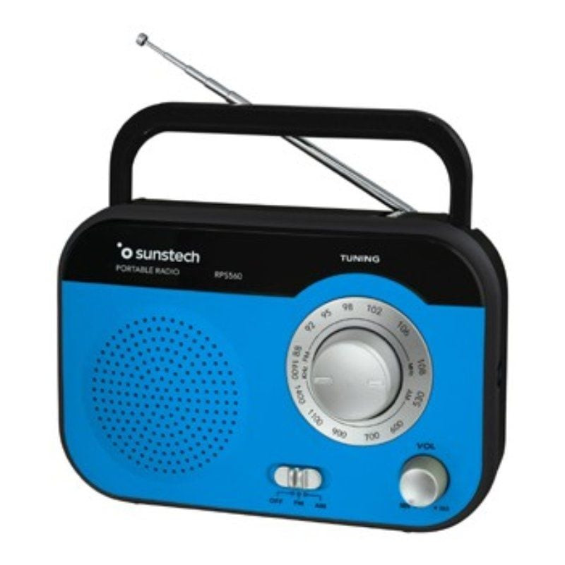 Radio portátil sunstech rps560/ con cable/ a pilas/ azul