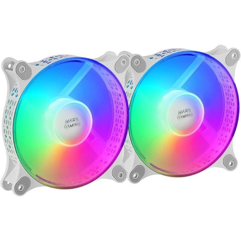 Pack 2 ventiladores mars gaming mfduow/ 12cm/ frgb/ blancos