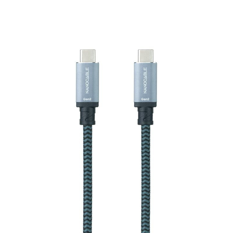 Cable usb 3.1 tipo-c nanocable 10.01.4102-comb/ usb tipo-c macho - usb tipo-c macho/ hasta 100w/ 10gbps/ 2m/ gris y negro