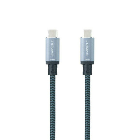 Cable usb 3.1 tipo-c nanocable 10.01.4102-comb/ usb tipo-c macho - usb tipo-c macho/ hasta 100w/ 10gbps/ 2m/ gris y negro