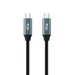 Cable usb 3.2 tipo-c nanocable 10.01.4301-l150/ usb tipo-c macho - usb tipo-c macho/ hasta 100w/ 20gbps/ 1.5m/ gris y negro
