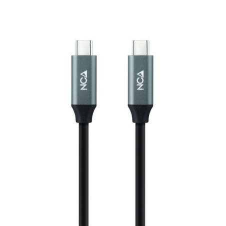 Cable usb 3.2 tipo-c nanocable 10.01.4301-l150/ usb tipo-c macho - usb tipo-c macho/ hasta 100w/ 20gbps/ 1.5m/ gris y negro
