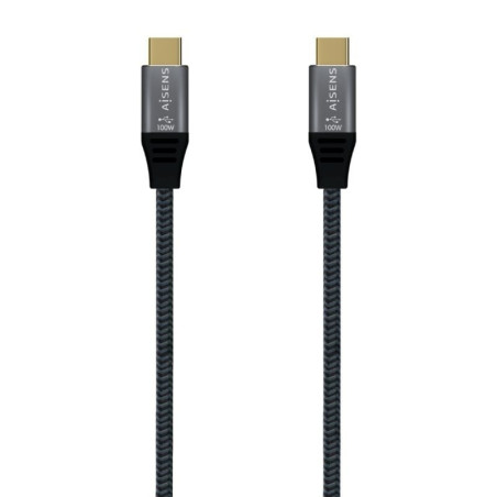 Cable usb 3.2 tipo-c aisens a107-0671 20gbps 100w/ usb tipo-c macho - usb tipo-c macho/ hasta 100w/ 20gbps/ 1m/ gris