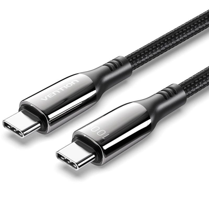 Cable usb 2.0 tipo-c 5a 100w vention ctkbh/ usb tipo-c macho - usb tipo-c macho/ hasta 100w/ 480mbps/ 2m/ negro
