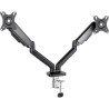 Soporte de mesa para 2 monitores tooq db5132tnr-b/ giratorio/ inclinable/ hasta 9kg