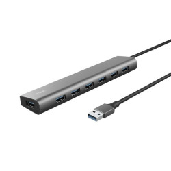 Hub usb 3.2 gen1 trust halyx/ 7xusb/ 1xusb-c/ gris