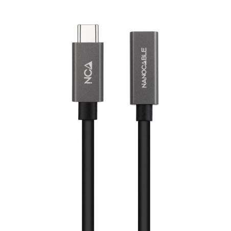 Cable alargador usb 3.2 nanocable 10.01.4402/ usb tipo-c macho - usb tipo-c hembra/ 2m/ negro