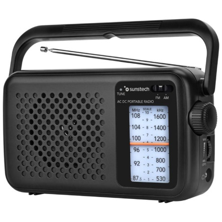 Radio portátil sunstech rps760/ con cable/ a pilas/ negra