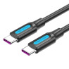 Cable usb 2.0 tipo-c vention cotbd/ usb tipo-c macho - usb tipo-c macho/ hasta 100w/ 480mbps/ 50cm/ negro