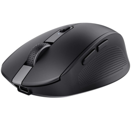Ratón inalámbrico trust ozaa compact wireless/ batería recargable/ hasta 3200 dpi/ negro