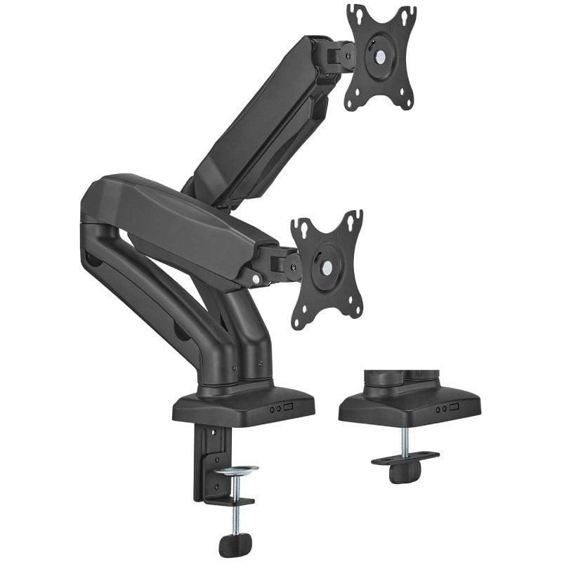 Soporte de mesa con contrapeso para 2 monitores o tv aisens dt32tsr-221/giratorio/ inclinable/ hasta 9kg