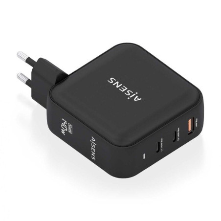 Cargador de pared gan aisens asch-140w3p031-bk/ 2xusb tipo-c/ 1xusb/ 140w