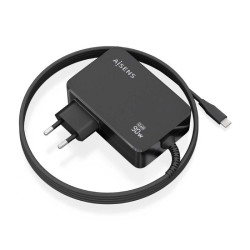 Cargador de portátil gan aisens asch-1pd90wl034-bk/ 1xusb tipo-c + cable 1.8m/ 90w/ automático/ voltaje 5-20v
