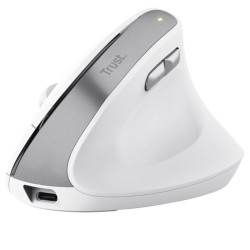 Ratón vertical inalámbrico trust bayo ii/ batería recargable/ hasta 2400 dpi/ blanco